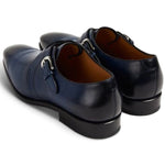 Paul Stuart Galante Monk Strap Shoes Navy
