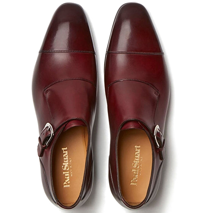Paul Stuart Giordano Monkstrap Shoes Bordo