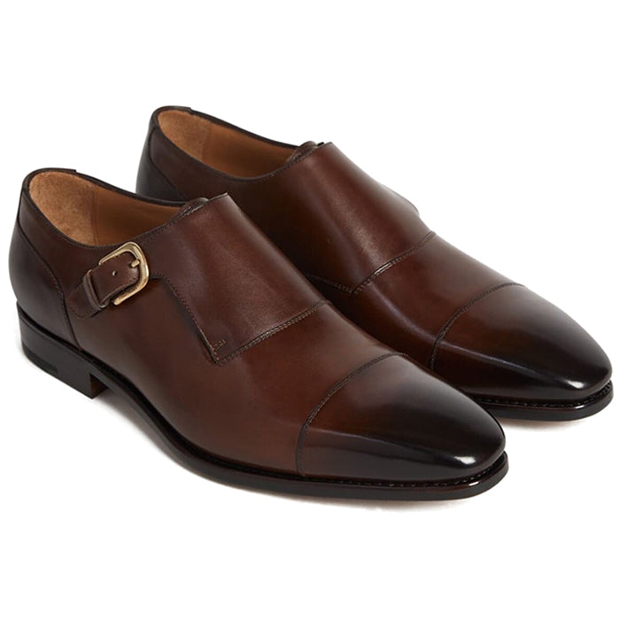 Paul Stuart Giordano Monkstrap Shoes Walnut
