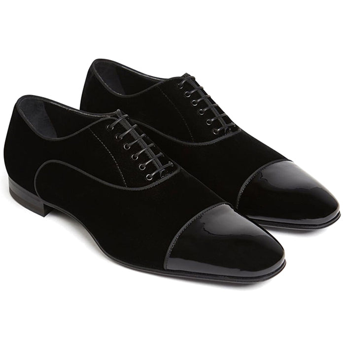 Paul Stuart Hades II Velvet Lace-Up Shoes Black