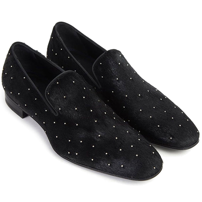 Paul Stuart Harrier Calf Hair Studded Shoes Black