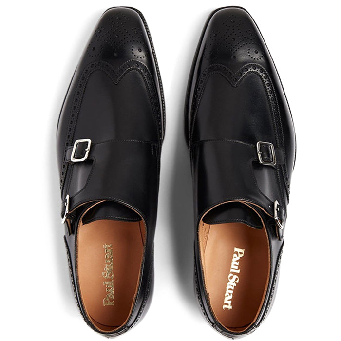 Paul Stuart Hawthorne Double Monk Strap Shoes Black
