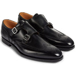 Paul Stuart Hawthorne Double Monk Strap Shoes Black