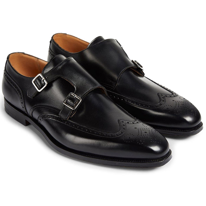 Paul Stuart Hawthorne Double Monk Strap Shoes Black