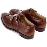 Paul Stuart Hawthorne Double Monk Strap Shoes Chestnut