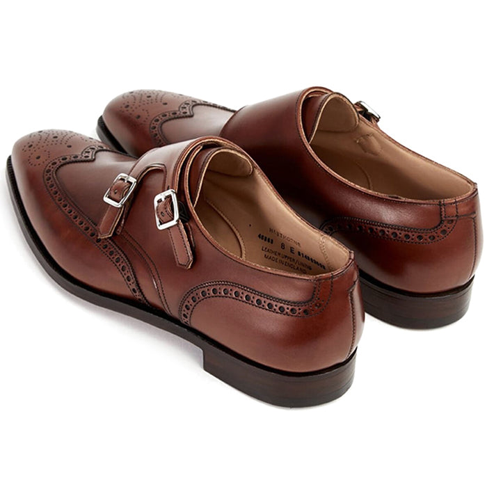 Paul Stuart Hawthorne Double Monk Strap Shoes Chestnut