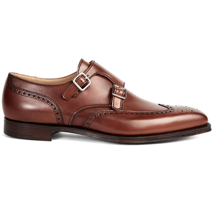 Paul Stuart Hawthorne Double Monk Strap Shoes Chestnut