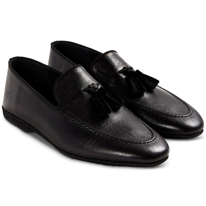Paul Stuart Hope Leather Slip-On Shoes Black