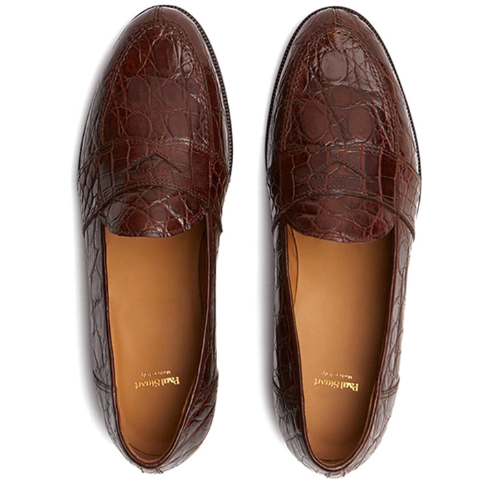 Paul Stuart Lee II Crocodile Penny Loafer Brown
