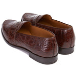 Paul Stuart Lee II Crocodile Penny Loafer Brown