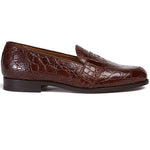 Paul Stuart Lee II Crocodile Penny Loafer Brown
