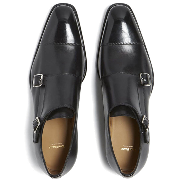 Paul Stuart Monza Double Monk Strap Shoes Black
