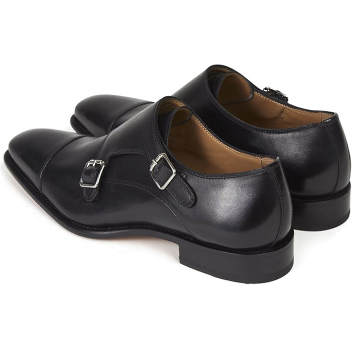 Paul Stuart Monza Double Monk Strap Shoes Black