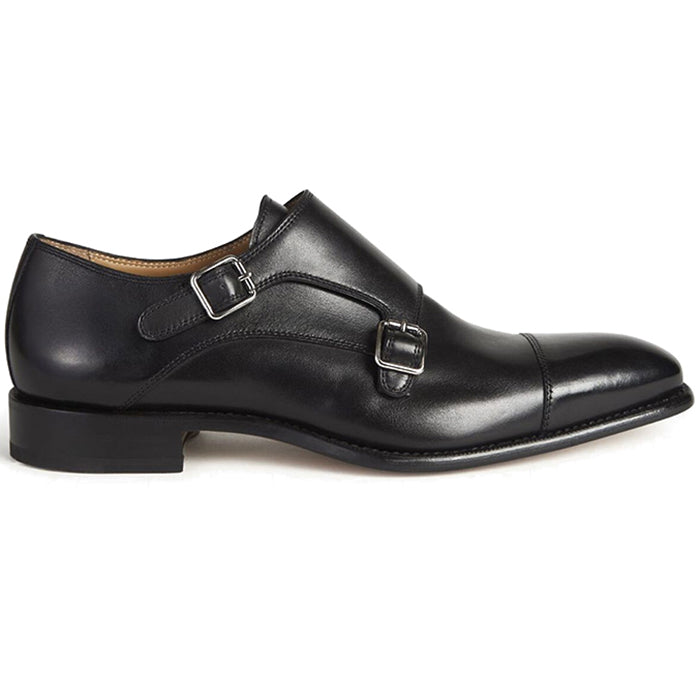 Paul Stuart Monza Double Monk Strap Shoes Black