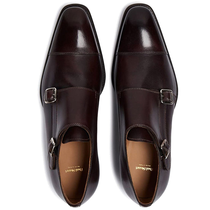 Paul Stuart Monza Double Monk Strap Shoes Cordovan