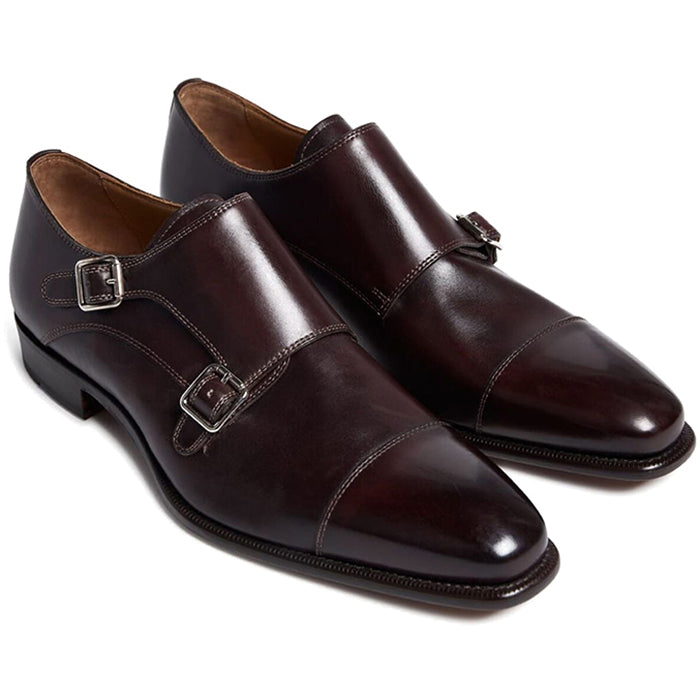 Paul Stuart Monza Double Monk Strap Shoes Cordovan