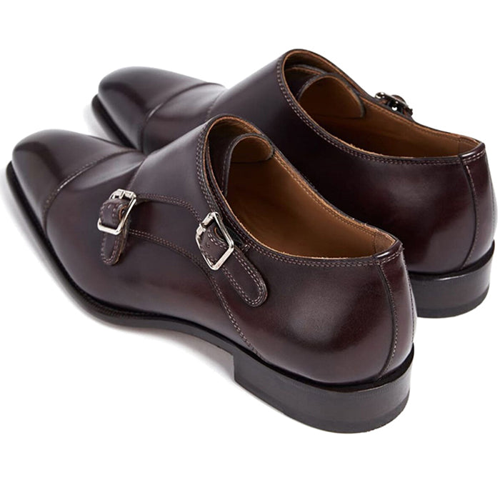 Paul Stuart Monza Double Monk Strap Shoes Cordovan