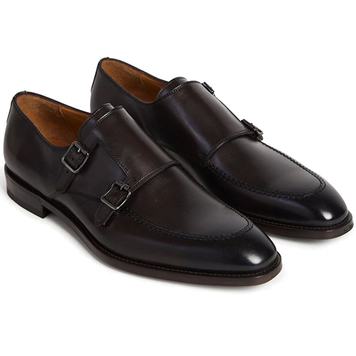 Paul Stuart Morgan Double Monk Strap Shoes Ebony