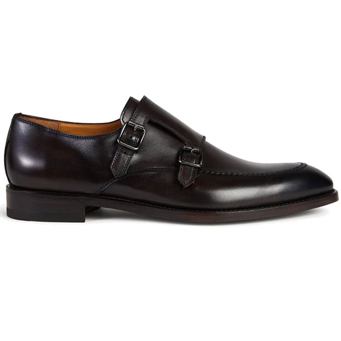 Paul Stuart Morgan Double Monk Strap Shoes Ebony