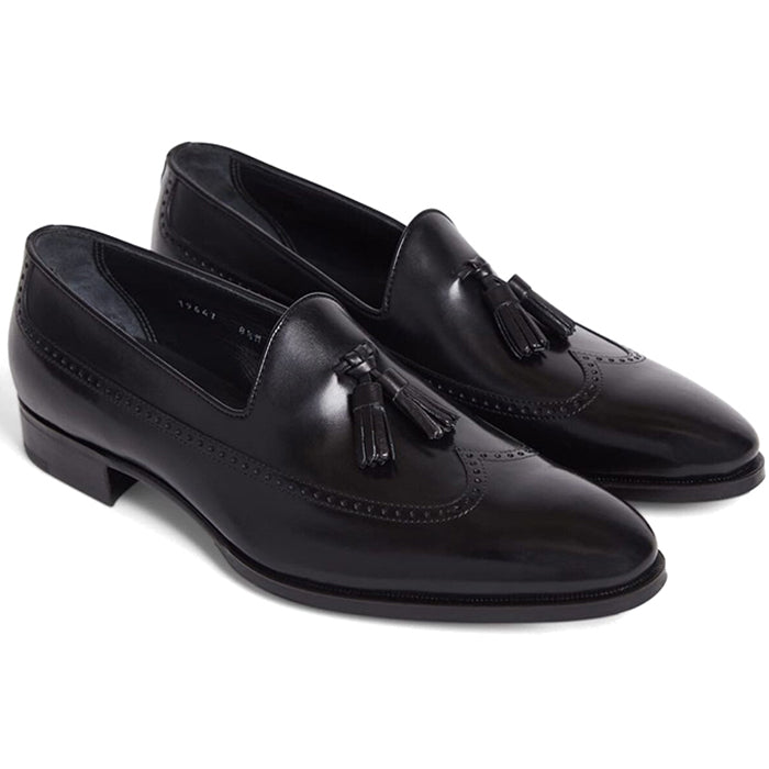 Paul Stuart Nabil Wing Tip Tassel Loafer Black