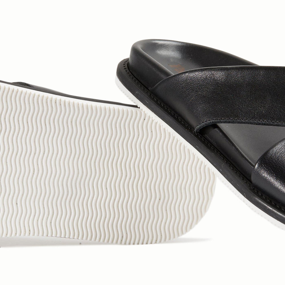 Paul Stuart Punta Leather Sandals Black