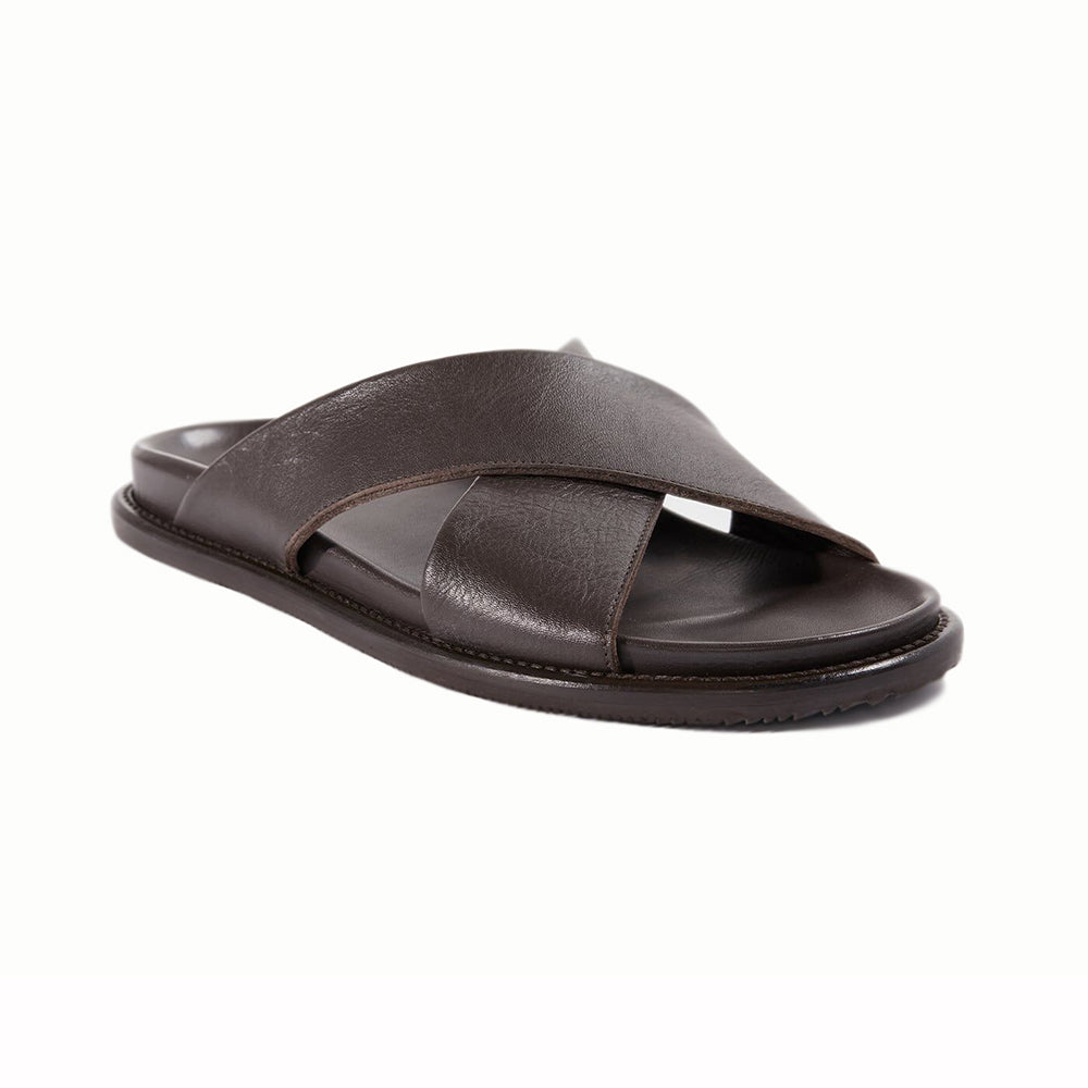 Paul Stuart Punta Leather Sandals Dark Brown