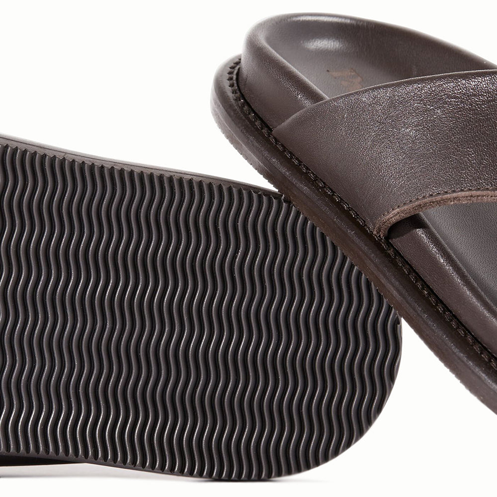 Paul Stuart Punta Leather Sandals Dark Brown