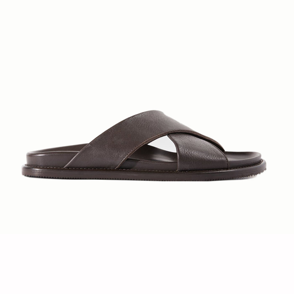 Paul Stuart Punta Leather Sandals Dark Brown