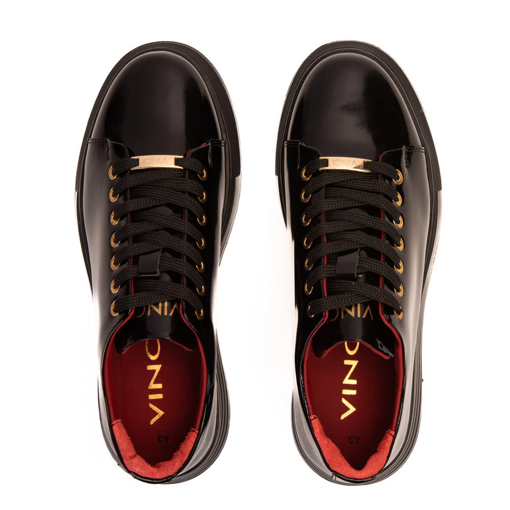 Vinci Leather The Peklin Patent Black Leather Sneaker