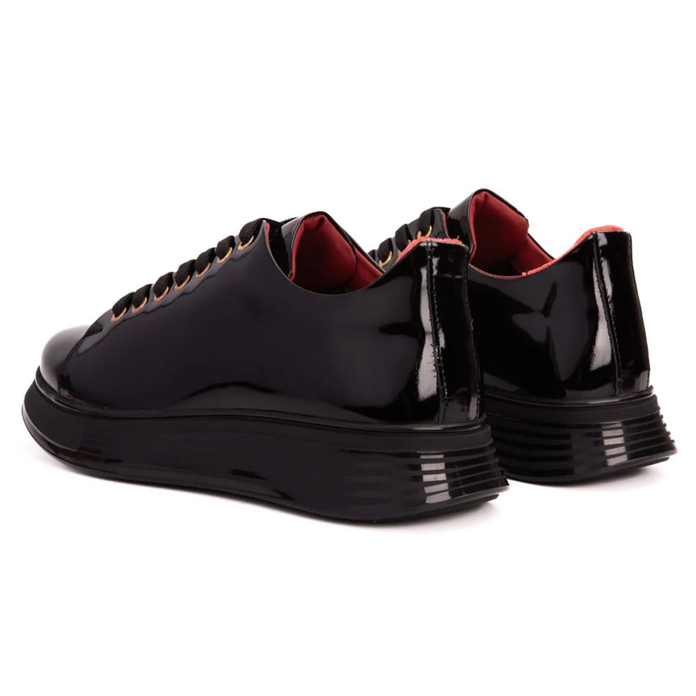 Vinci Leather The Peklin Patent Black Leather Sneaker