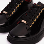 Vinci Leather The Peklin Patent Black Leather Sneaker