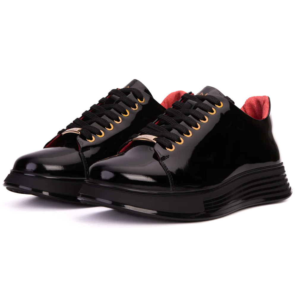 Vinci Leather The Peklin Patent Black Leather Sneaker