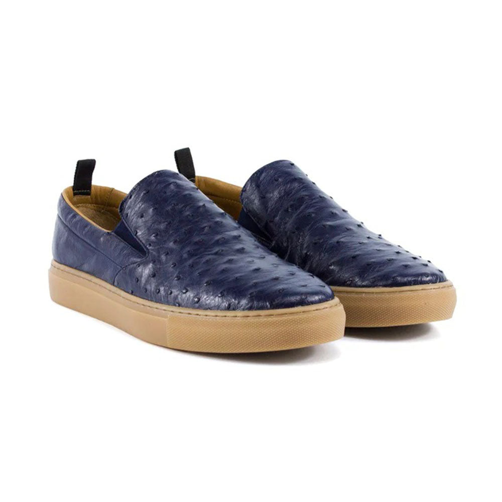 Corrente by Pelle Line Grafton P0002 Ostrich Fashion Loafers Navy