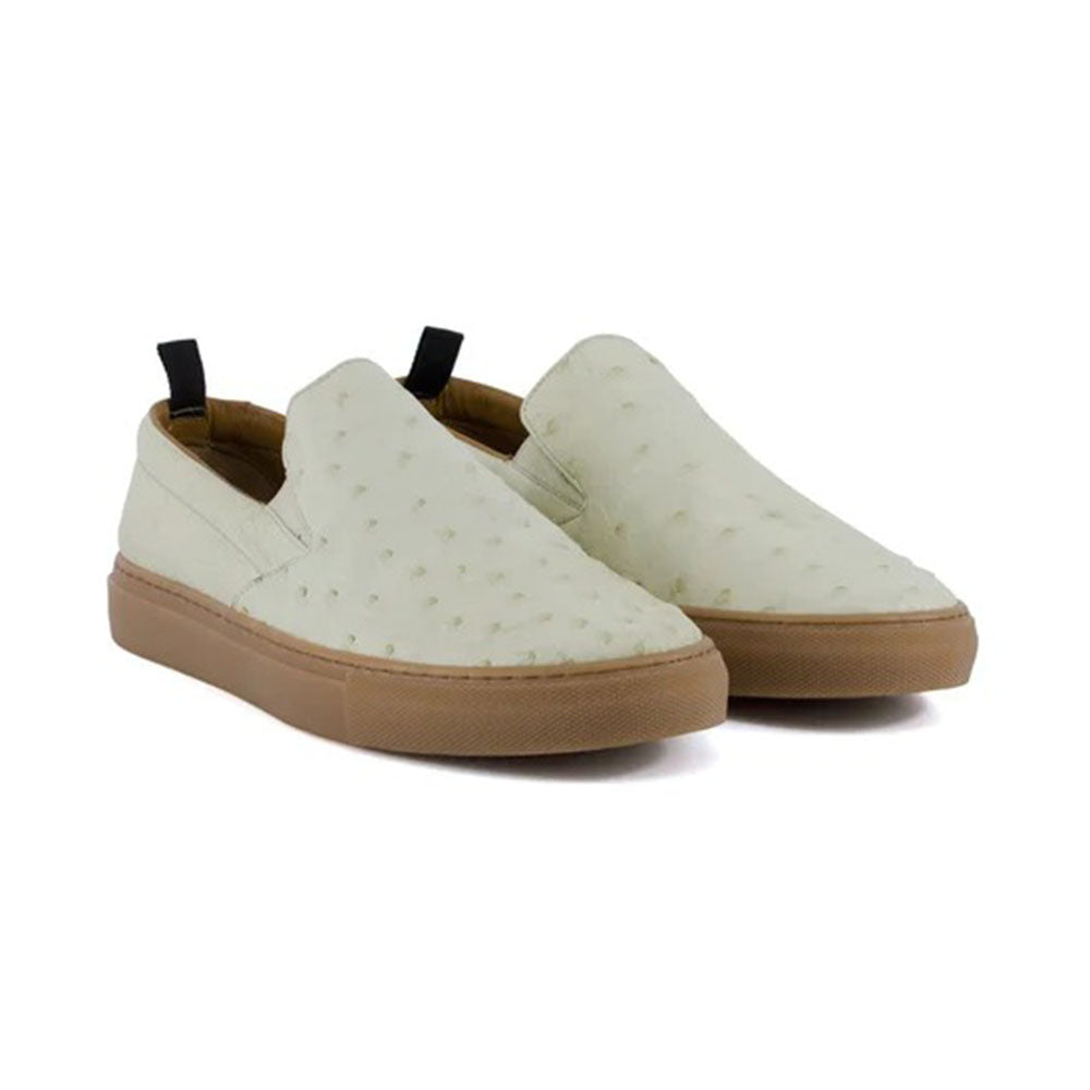 Corrente by Pelle Line Grafton P00022 Ostrich Fashion Loafers Bone