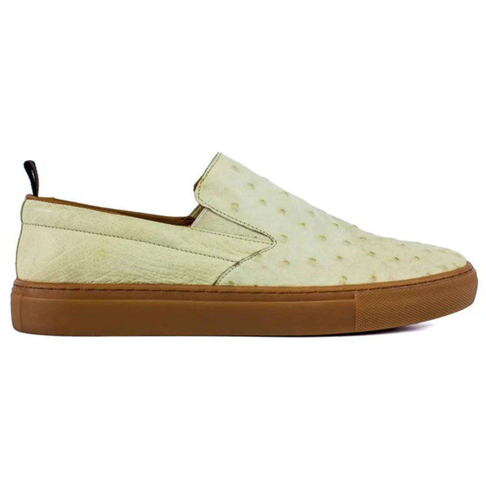 Corrente by Pelle Line Grafton P00022 Ostrich Fashion Loafers Bone