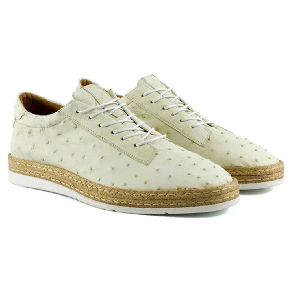 Corrente by Pelle Line Monacro P00010 Ostrich Fashion Sneakers Bone