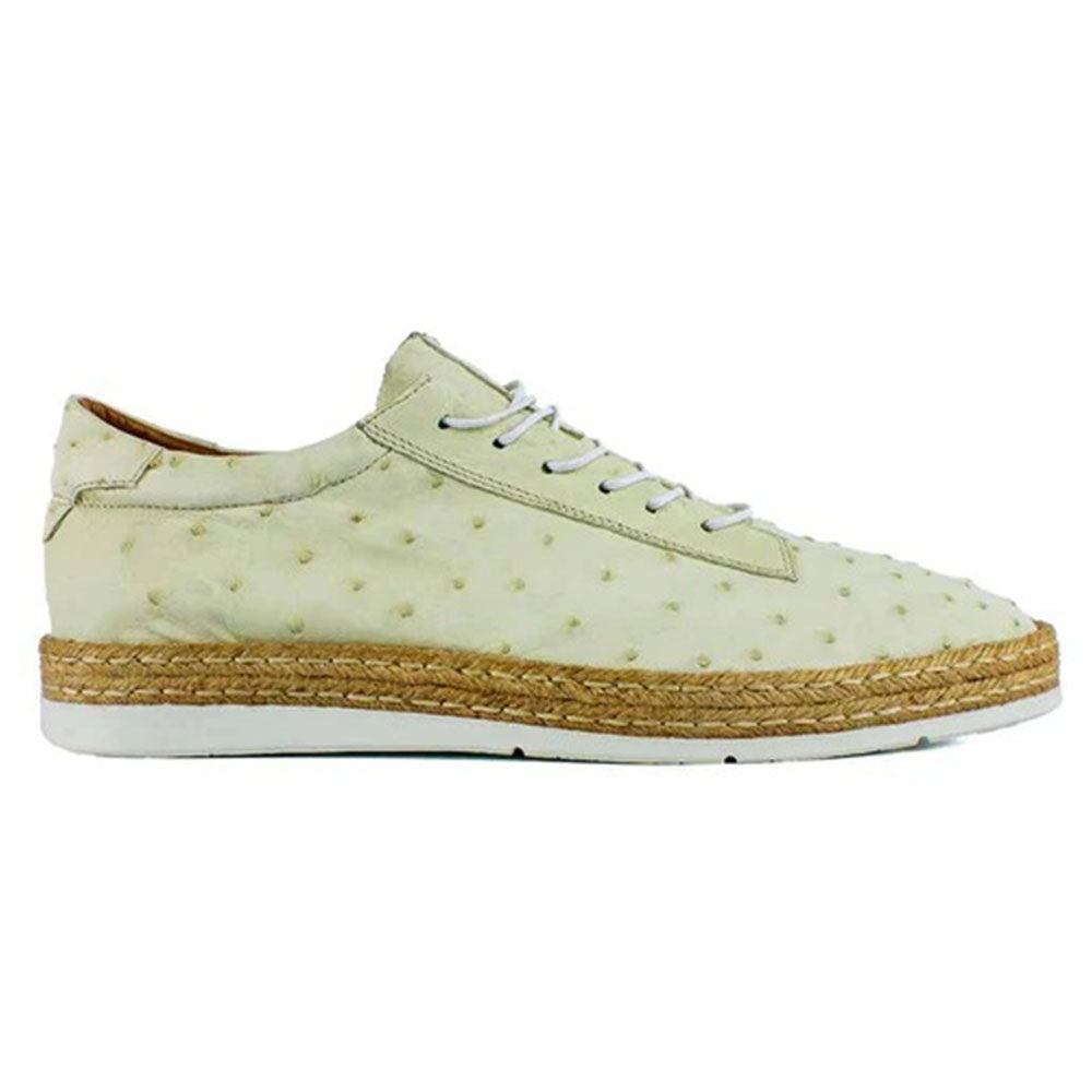 Corrente by Pelle Line Monacro P00010 Ostrich Fashion Sneakers Bone