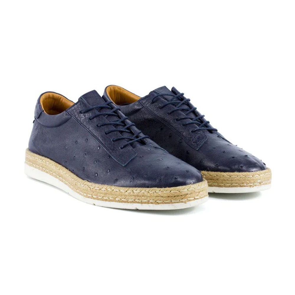 Corrente by Pelle Line Monacro P00012 Ostrich Fashion Sneakers Navy