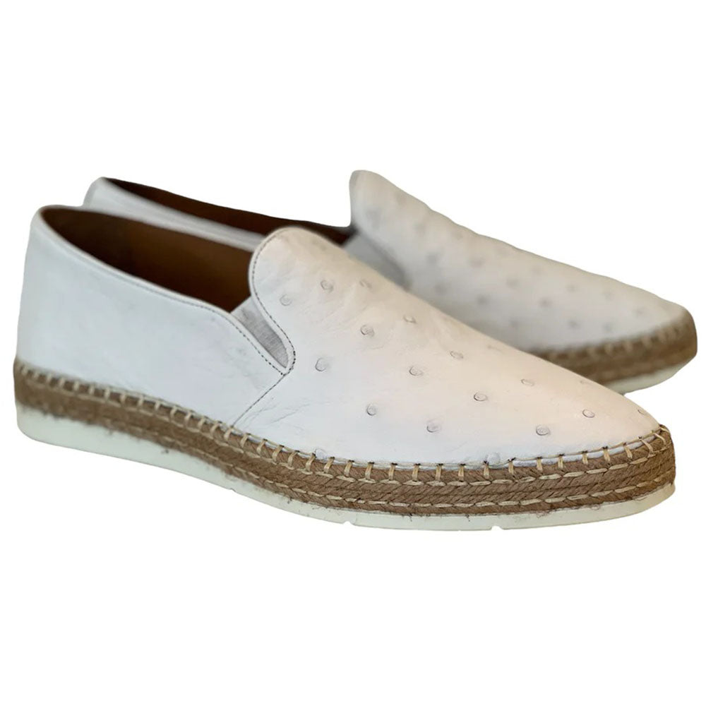 Corrente by Pelle Line San Remo P0003 Ostrich Fashion Loafers White