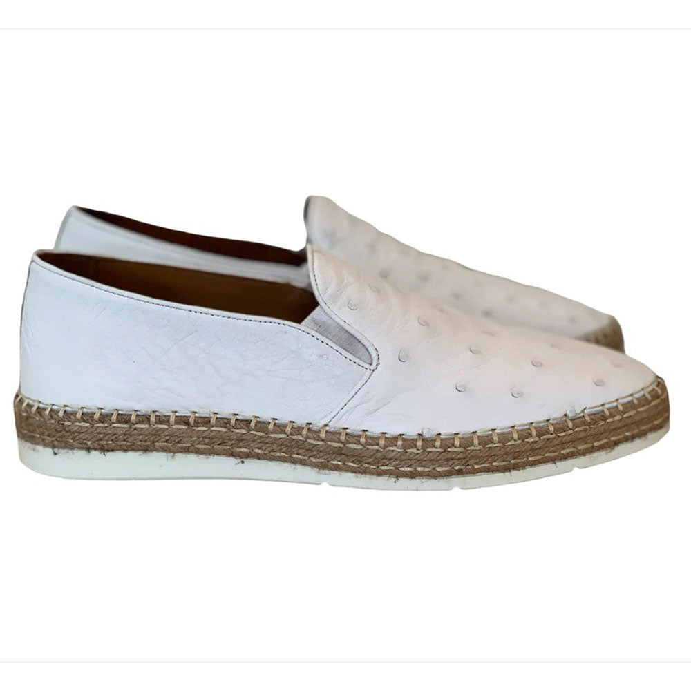Corrente by Pelle Line San Remo P0003 Ostrich Fashion Loafers White
