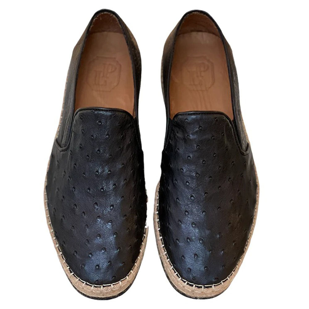 Corrente by Pelle Line San Remo P00031 Ostrich Fashion Loafers Black