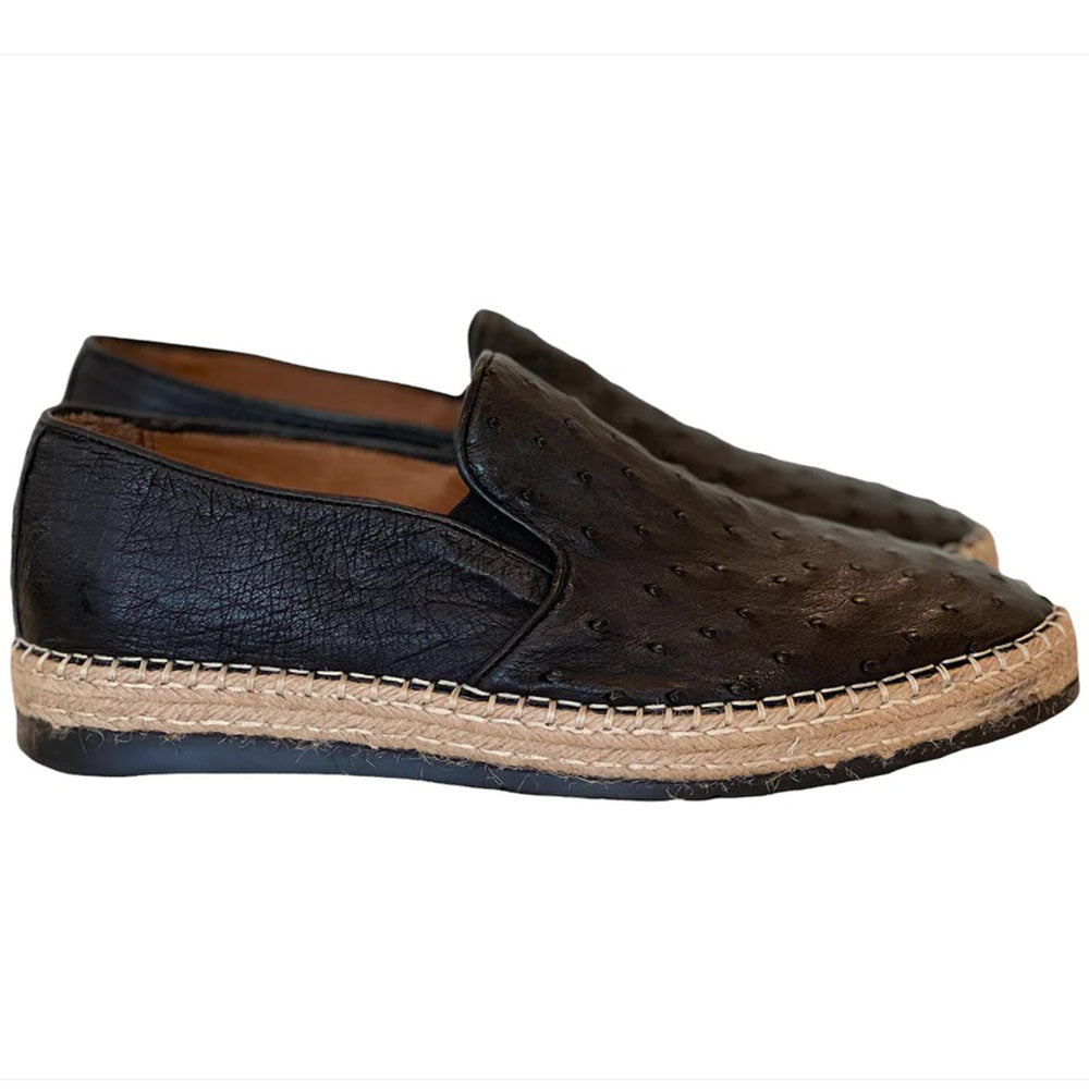 Corrente by Pelle Line San Remo P00031 Ostrich Fashion Loafers Black