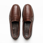 Handsewn Shoe Co. Crocodile Penny Driver Brown
