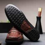 Handsewn Shoe Co. Crocodile Penny Driver Brown