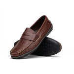 Handsewn Shoe Co. Crocodile Penny Driver Brown