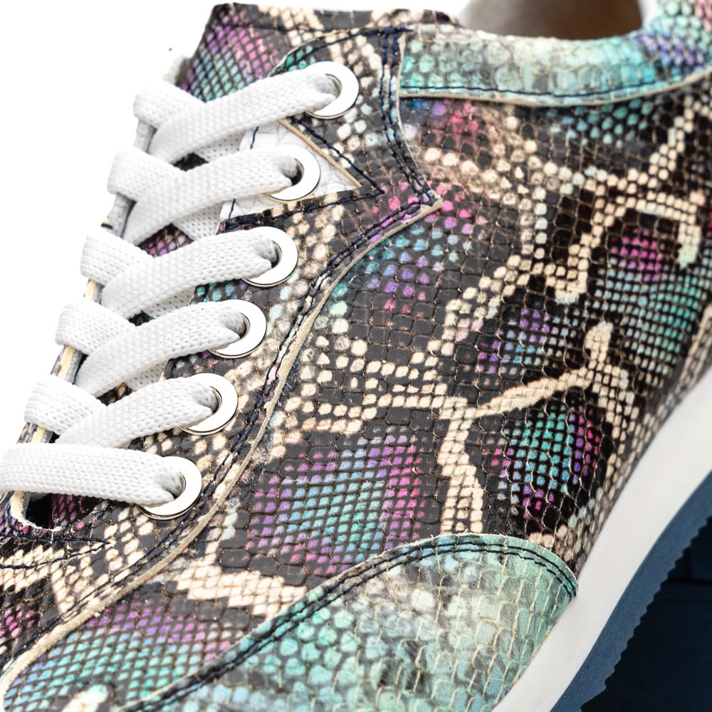 Zelli Peri Python Embossed Calfskin Sneakers Multi Blue (65-215-BLU)