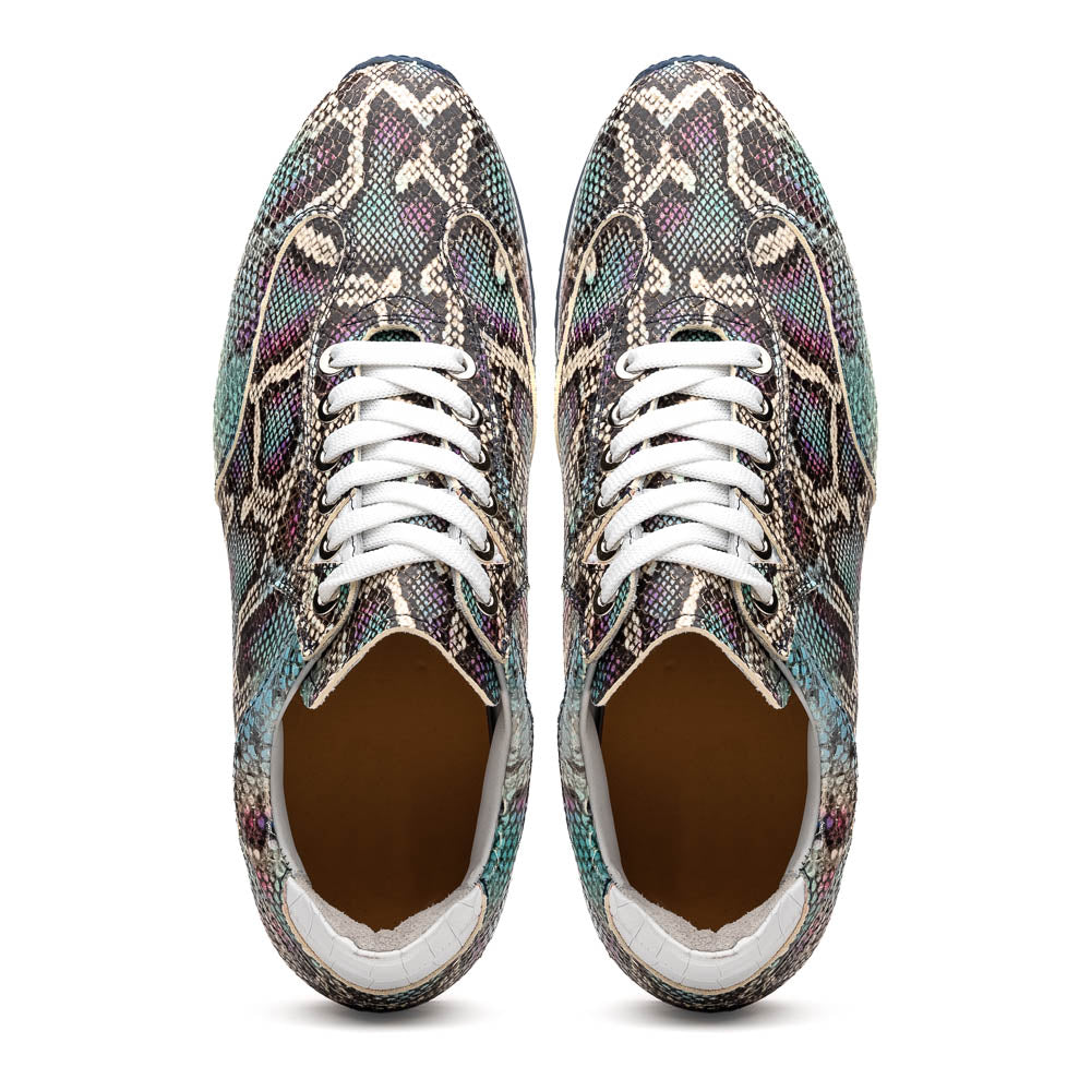 Zelli Peri Python Embossed Calfskin Sneakers Multi Blue (65-215-BLU)