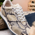 Zelli Peri Python Embossed Italian Calfskin Sneakers Black / White (65-215-WHT)