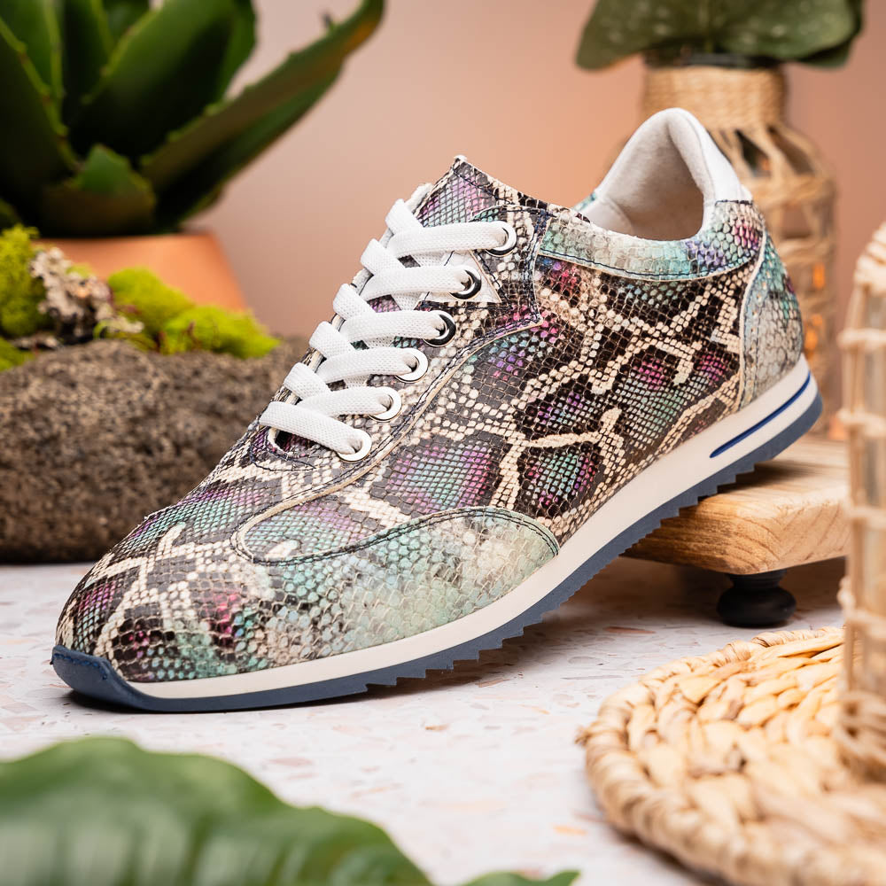 Zelli Peri Python Embossed Calfskin Sneakers Multi Blue (65-215-BLU)