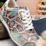 Zelli Peri Python Embossed Calfskin Sneakers Multi Blue (65-215-BLU)